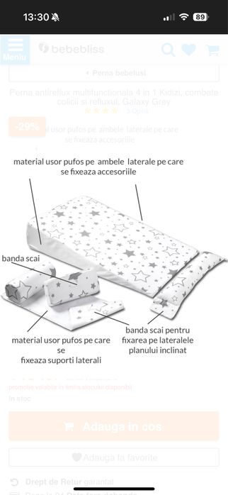 Perna antireflux/anticolici bebelusi Kidizi
