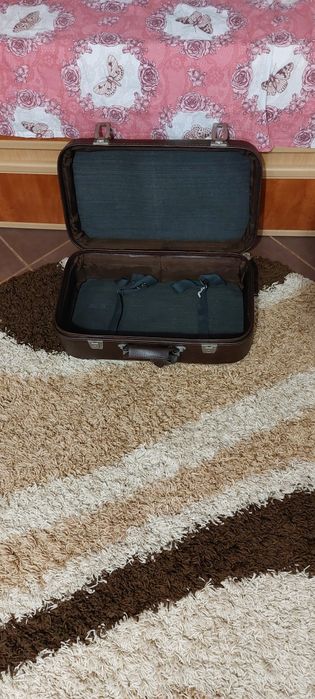 Valiza piele maro inchis  55/ 32 / 17