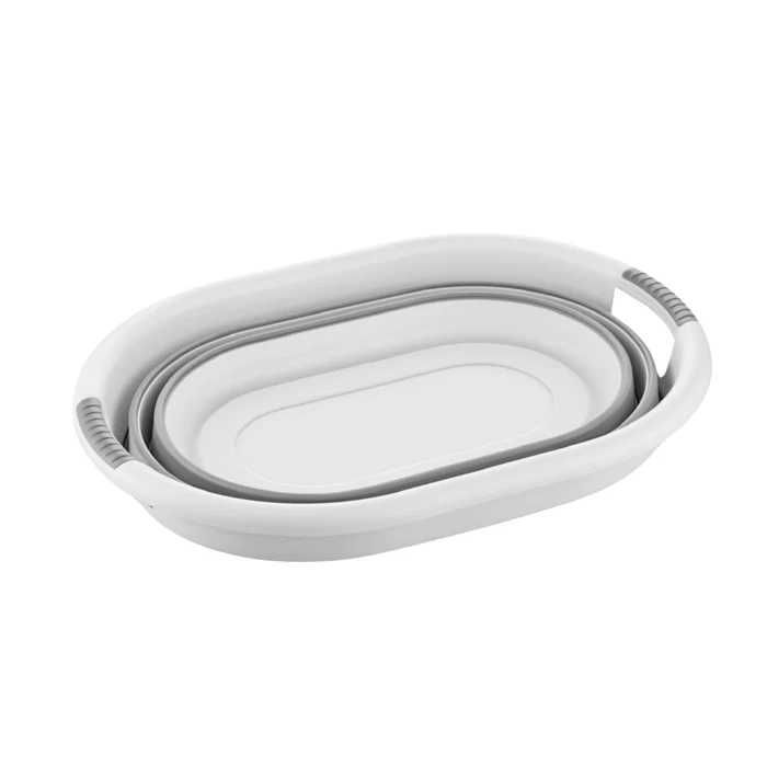 Lighean Pliabil Alb Gri cu Manere - 38L