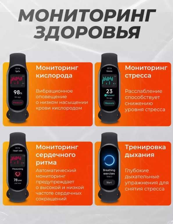 НОВИНКА!!! Умные час Фитнес браслет Xiaomi Mi Band 9, GLOBAL