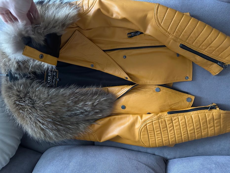 Geaca piele naturala cu guler detasabil, blana naturala, marime M
