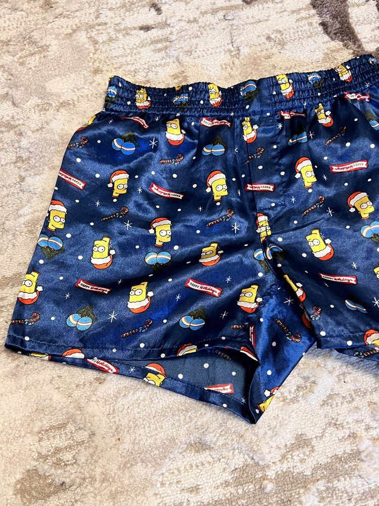 Pantaloni H&M satin The Simpsons albastru galben 135/140