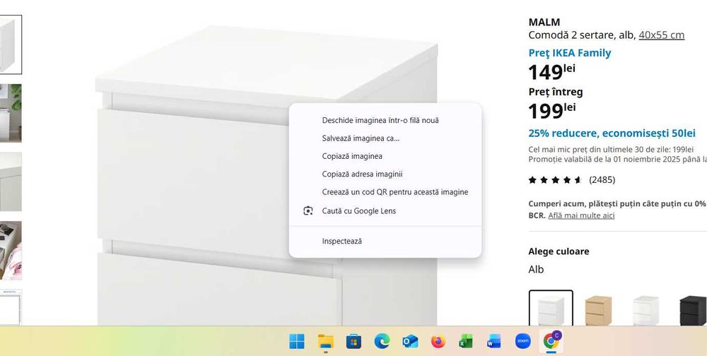 Pat alb MALM IKEA 140 x 200 cm - in stare foarte buna