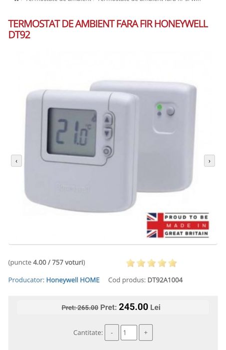 Termostat fără fir,NOU