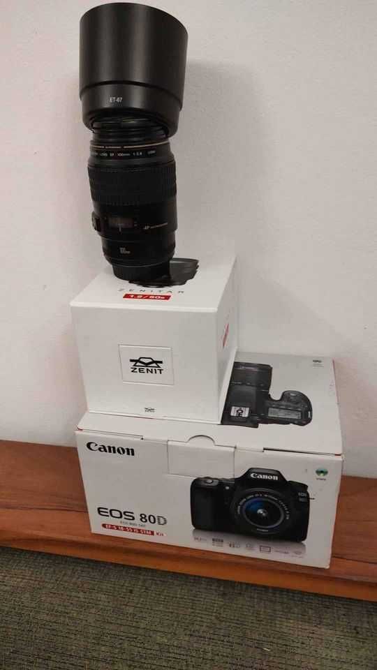 Фотоапарат DSLR Canon 80D, 1.2, 50 mm, 18-55 mm, 100mm 2.8 macro
