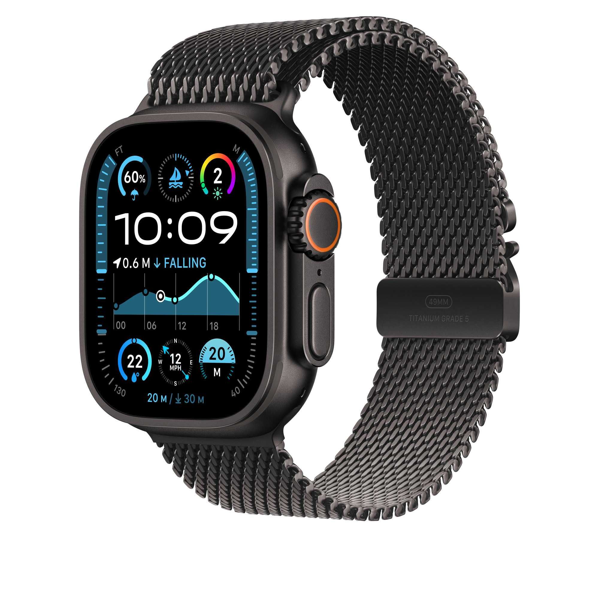 Оригинална Apple Watch Strap -49mm Black Titanium Milanese Loop -Large