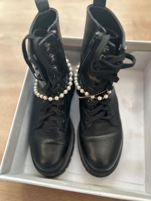 Боти естествена кожа тип кубинки