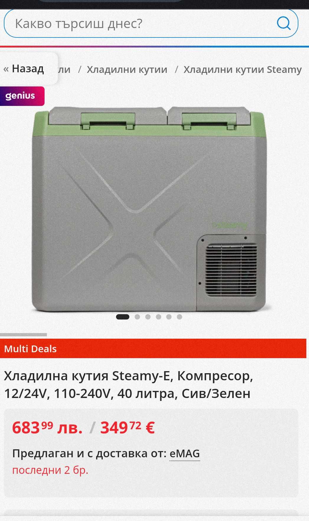 Хладилна кутия Steamy-E, Компресор, 12/24V, 110-240V, 40 литра,