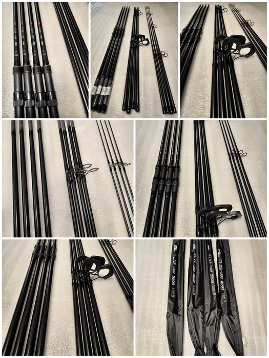SET 4 Lansete FLX8 3.90M 3Segmente 3.5LBS + 4 Mulinete FL BLACK F 9000