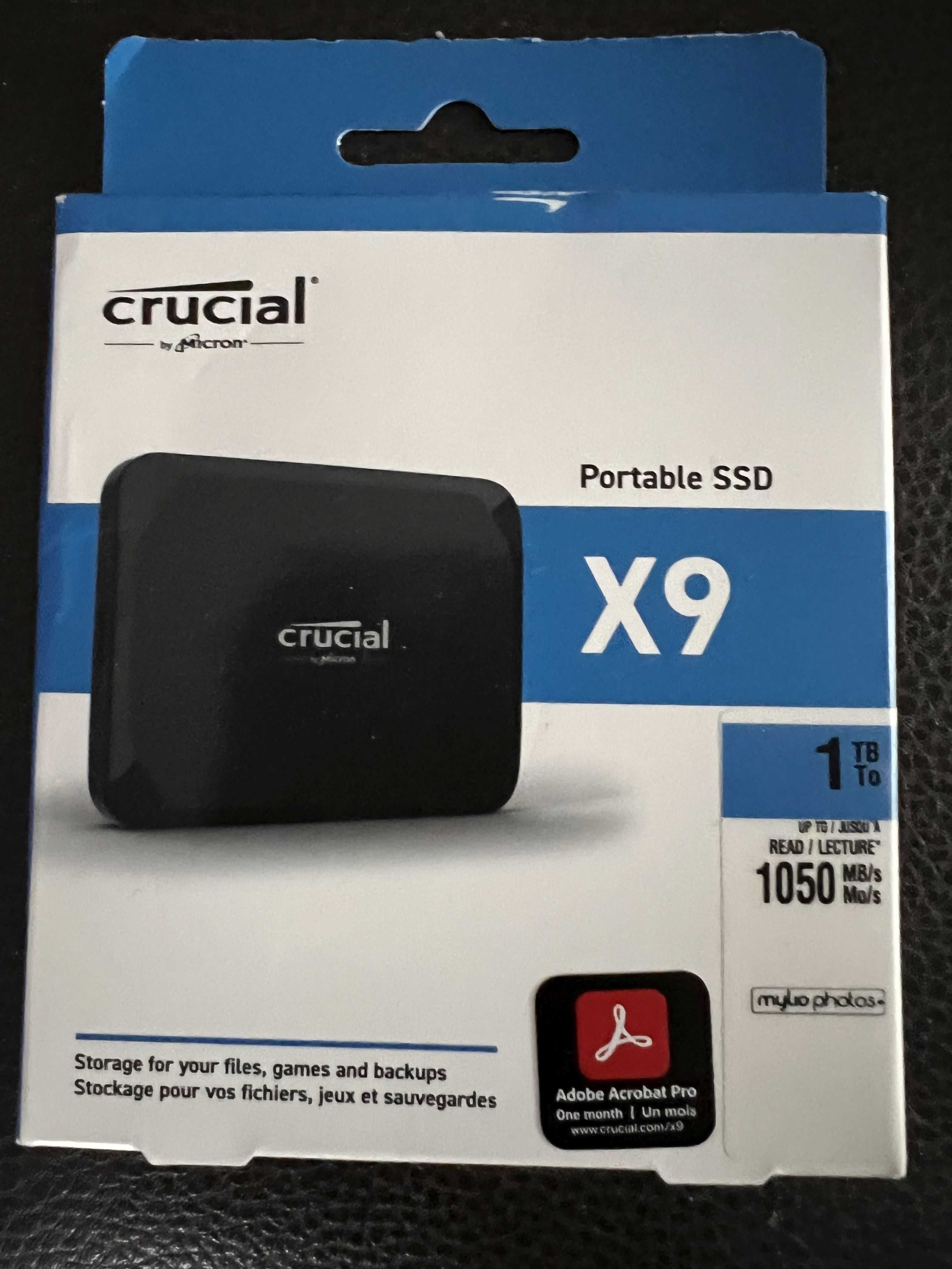 SSD extern CRUCIAL X9 1TB USB-C 3.2 Sigilat in cutie 1050MB/s