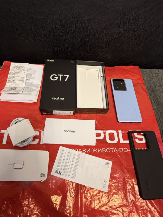КАТО НОВ 512GB Realme GT 7 Гаранция Technopolis 2027г. Blue