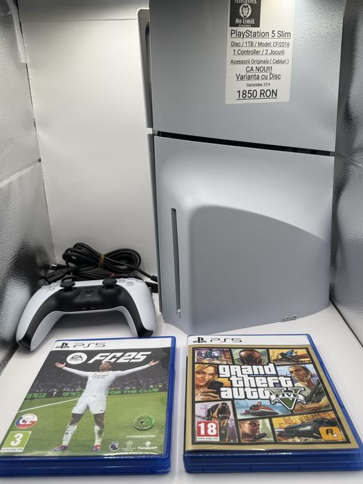 PlayStation 5 Slim Ca Nou 1 Control 2 Jocuri Acesorii Originale.