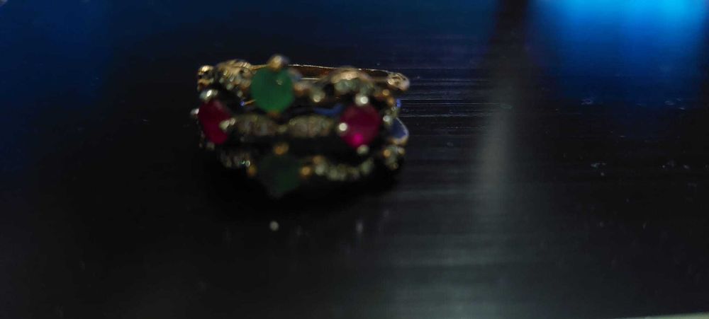 Set format din trei inele noi argint 925 cu pietre de rubin si smarald