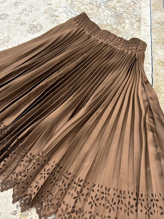 Юбка плиссе коричневая