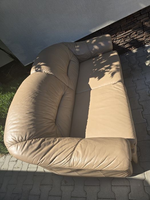 Coltar tip fotoliu extensibil / pat / piele maro