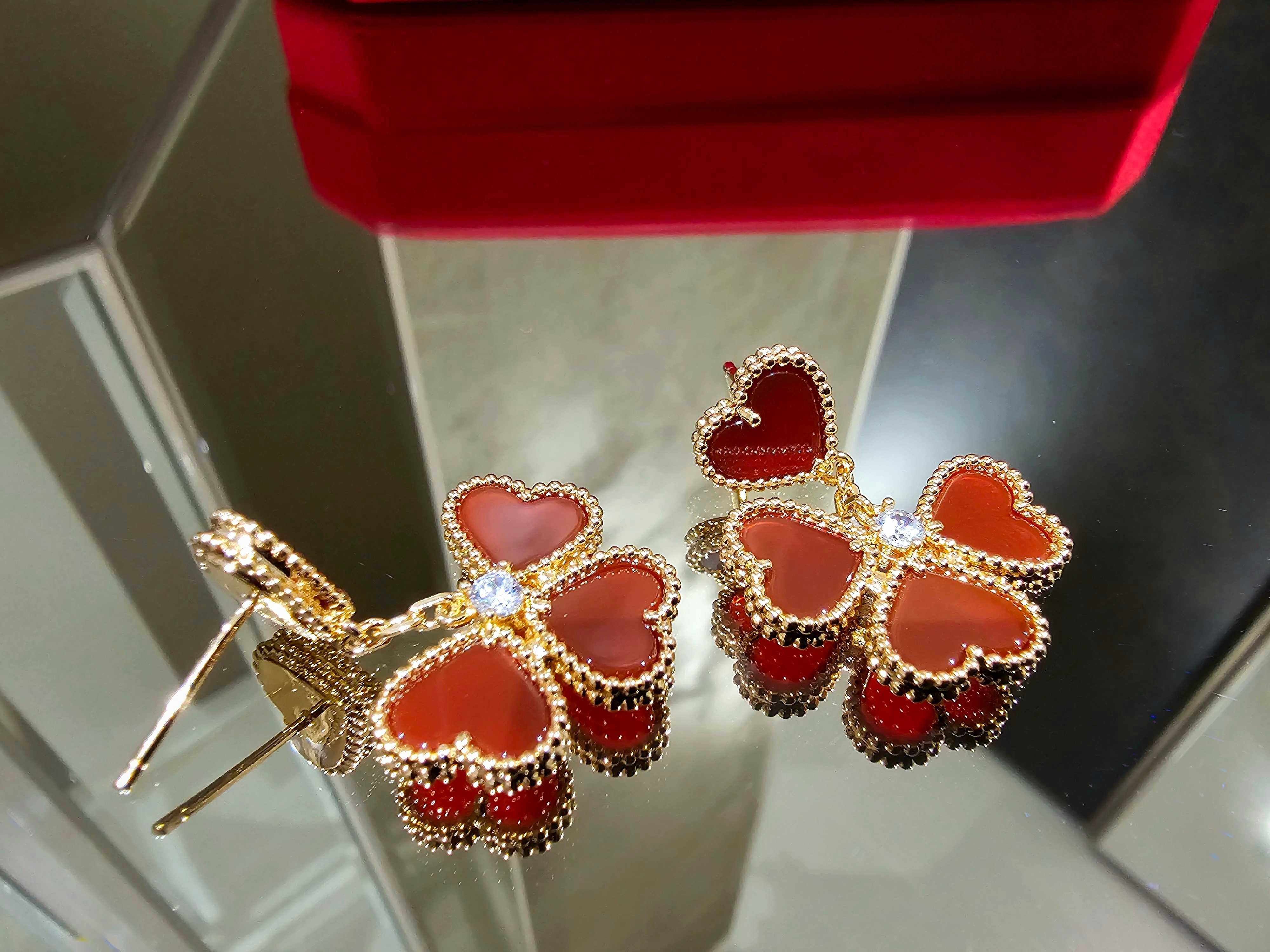 Van Cleef & Arpels VCA Rose Red Sweet Hearts Alhambra Дамски Обеци