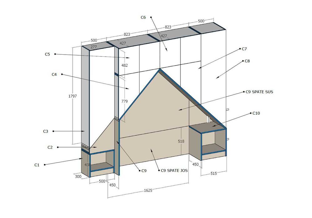 PROIECTARE MOBILIER schite / cote debitare placi / colaborare/factura