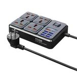 Удлинитель Moxom MX-ST17, 3M, Черный,4 розетки,7 USB Fast Charging 20W