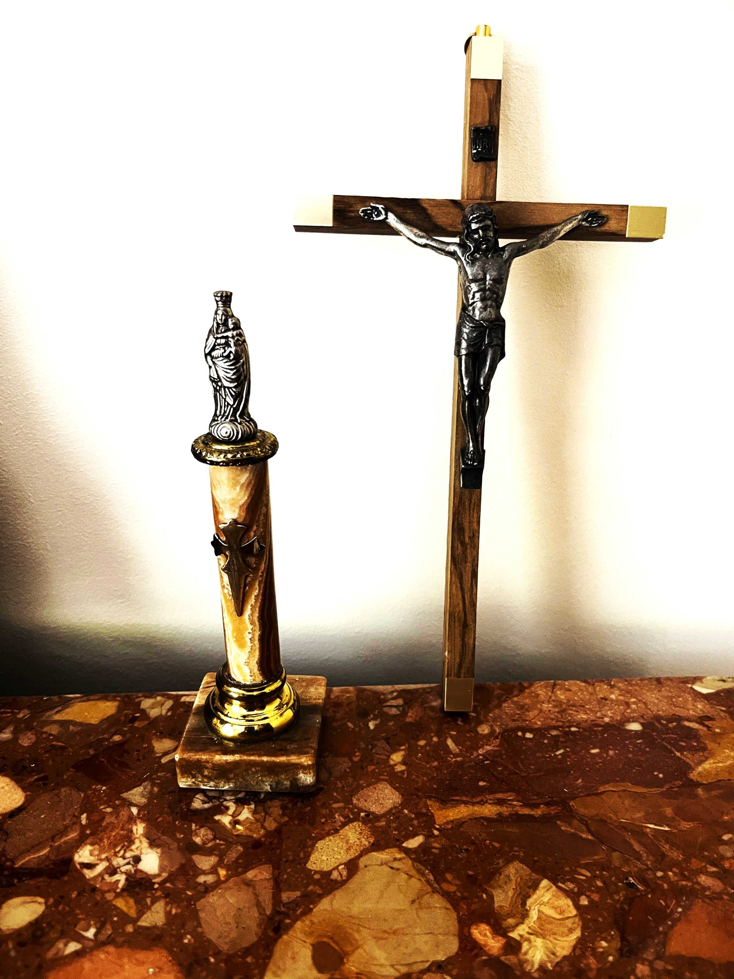 Deosebit lot-crucifix-statueta argintata-onix-Spania