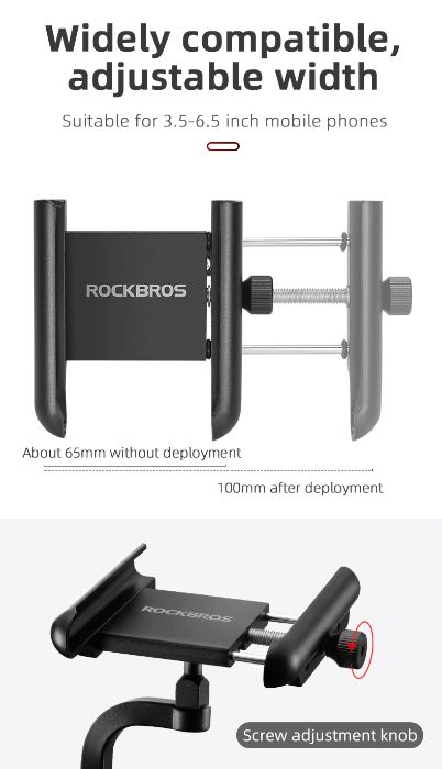 Suport aluminiu telefon Rockbros tija lunga 6 puncte bicicleta trotine