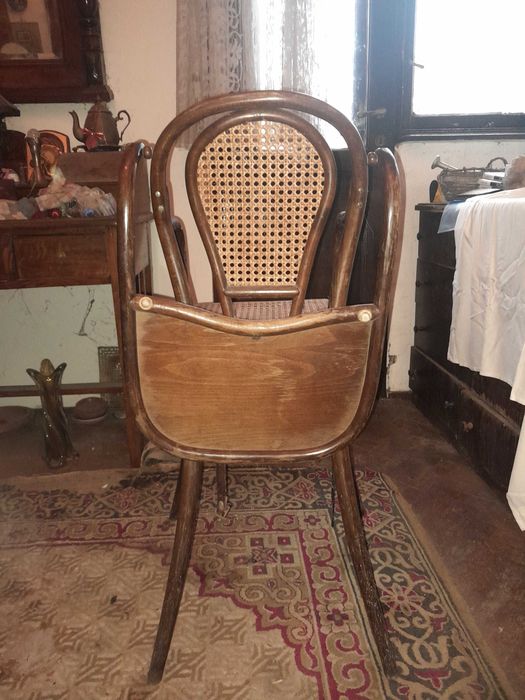 Scaun de Bebeluș vintage din Lemn Curbat Art Nouveau Stil Thonet, 1950