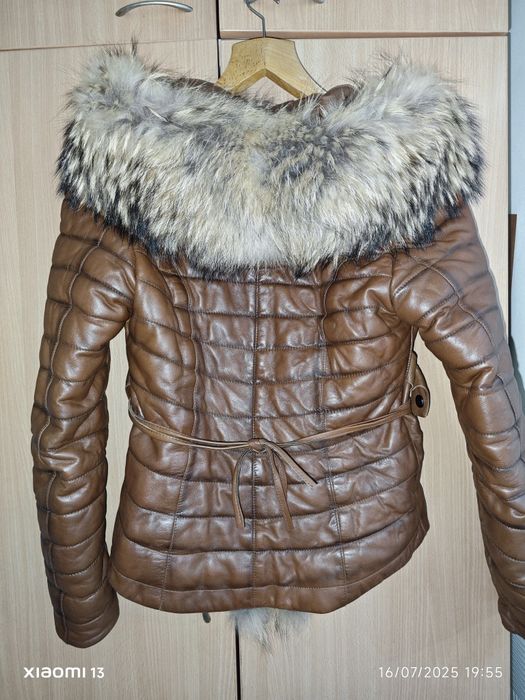 Кожено яке с лукс лисица