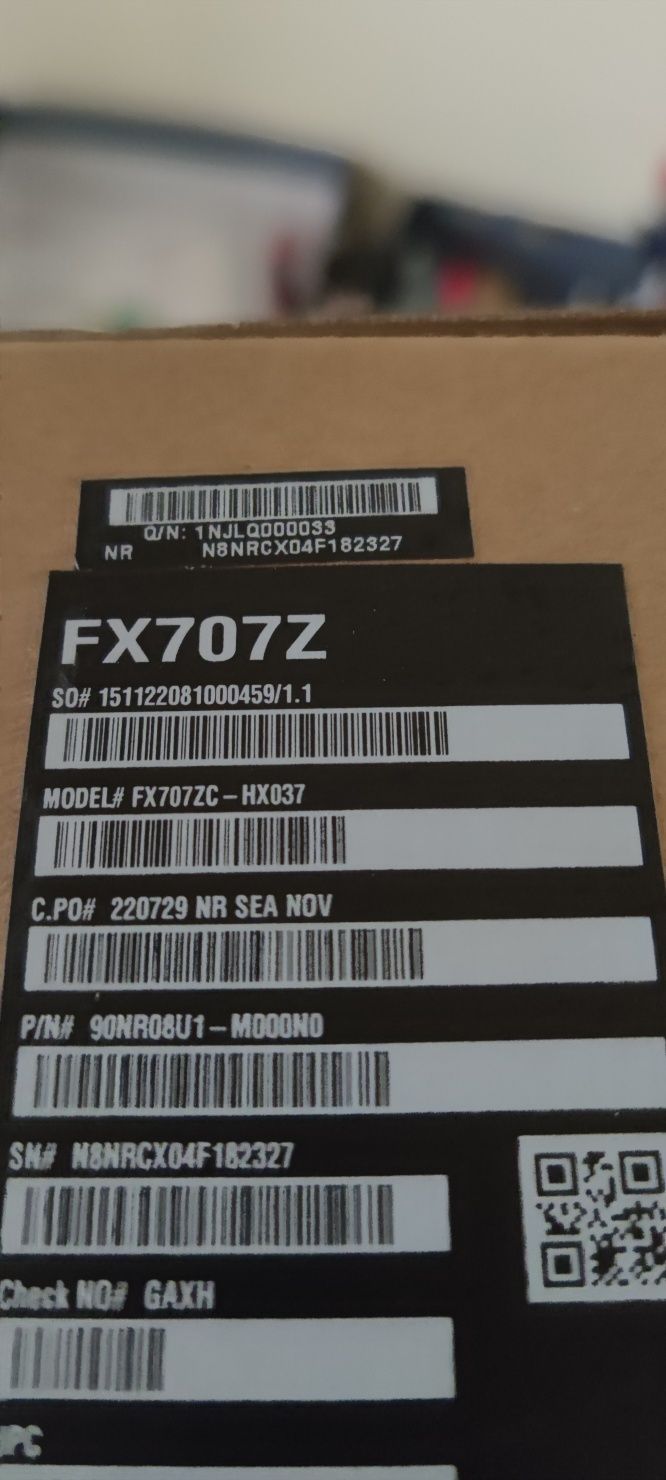 Asus TUF F17 FX707ZC -HX037/I7 12TH/16 GB  DDR5/NVIDIA RTX 3050