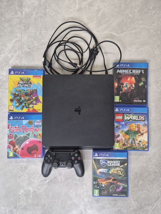 Конзола PS 4 slim 500 GB, Playstation+ 5 игри