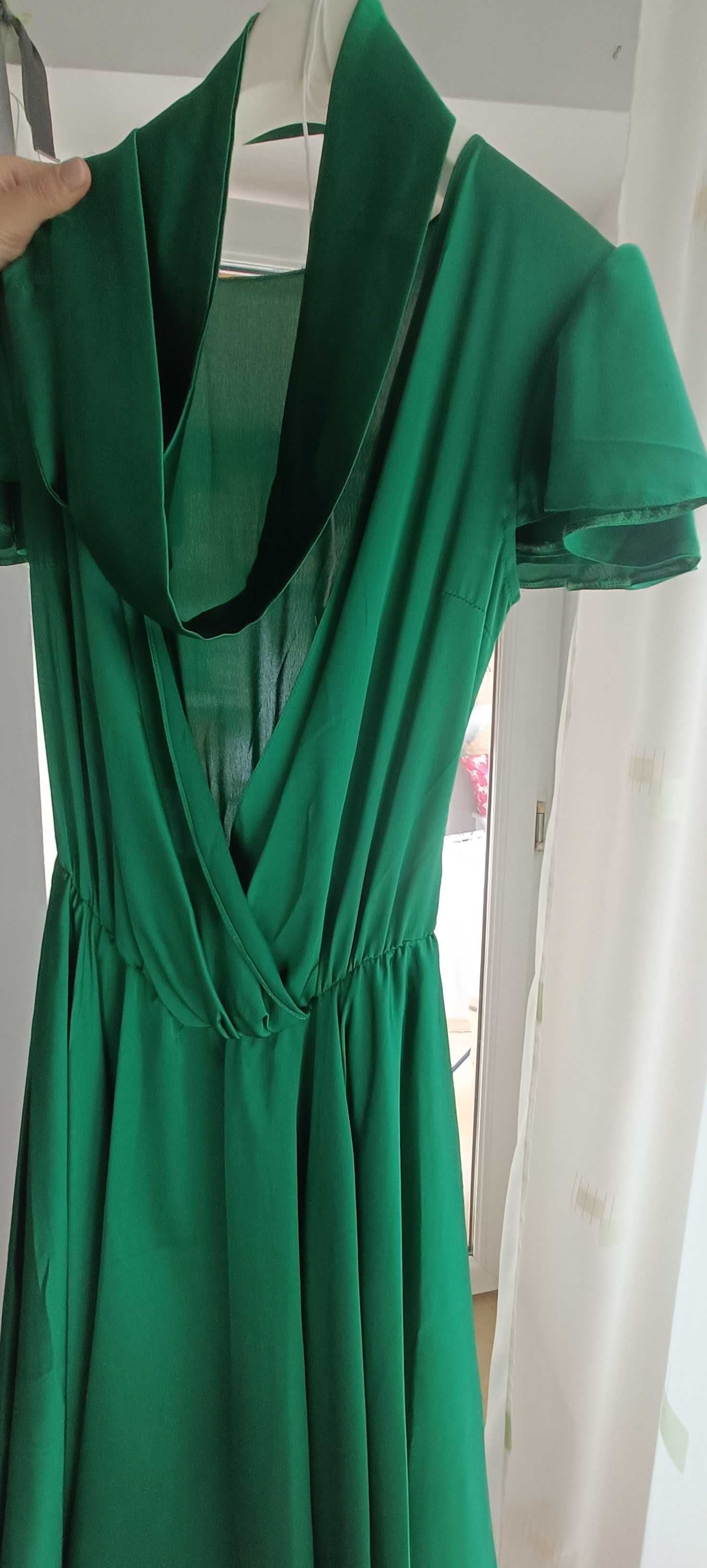 Rochie mătase  40%  S/M verde