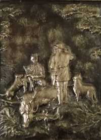 Peisaj vânătoresc din bronz