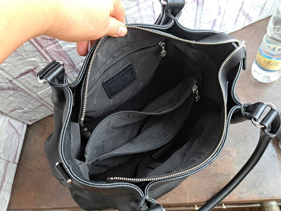 дамска чанта,Tergan,черна-естествена кожа