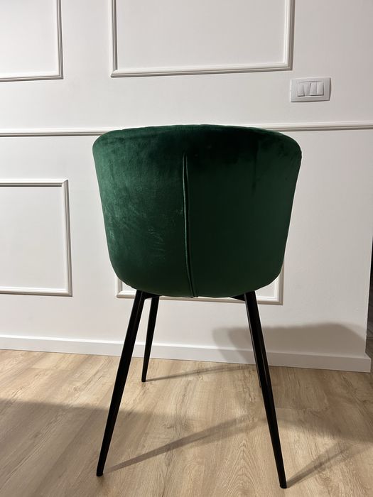 Scaune de living elegante, catifea verde smarald – set de 6 bucăți