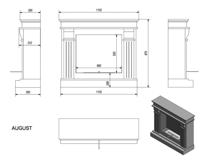 Semineu tip portal pe bioetanol pentru apartamente mari sau showroom