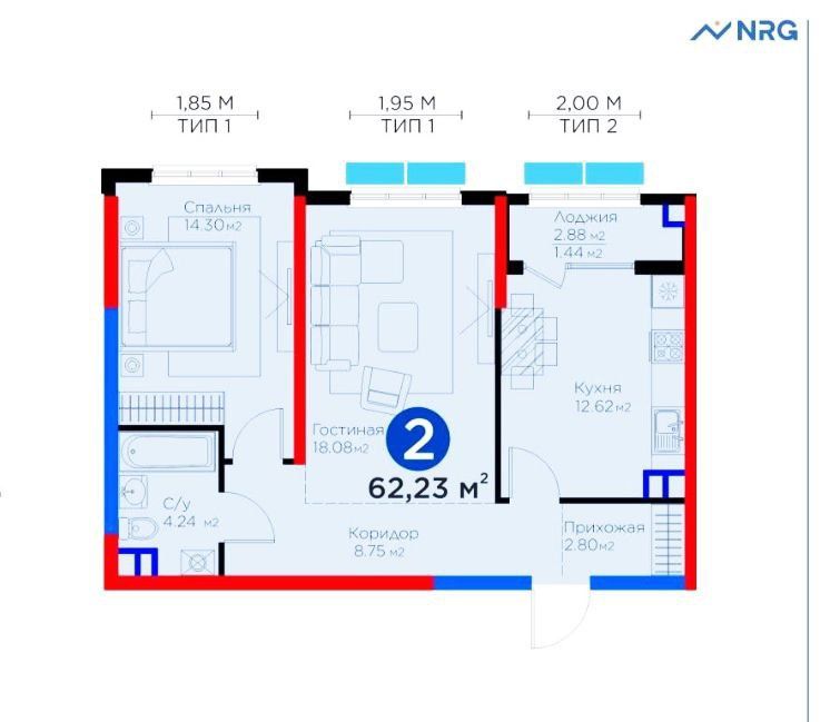 2/3/4 63м2 NRG Maftun Makon