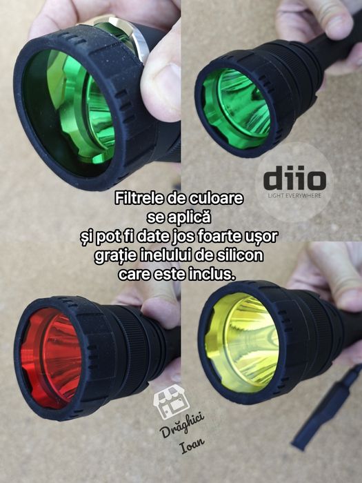 Lanterna M60 led LASER -Kit vanatoare lanterna pt arma < 600m+3 filtre
