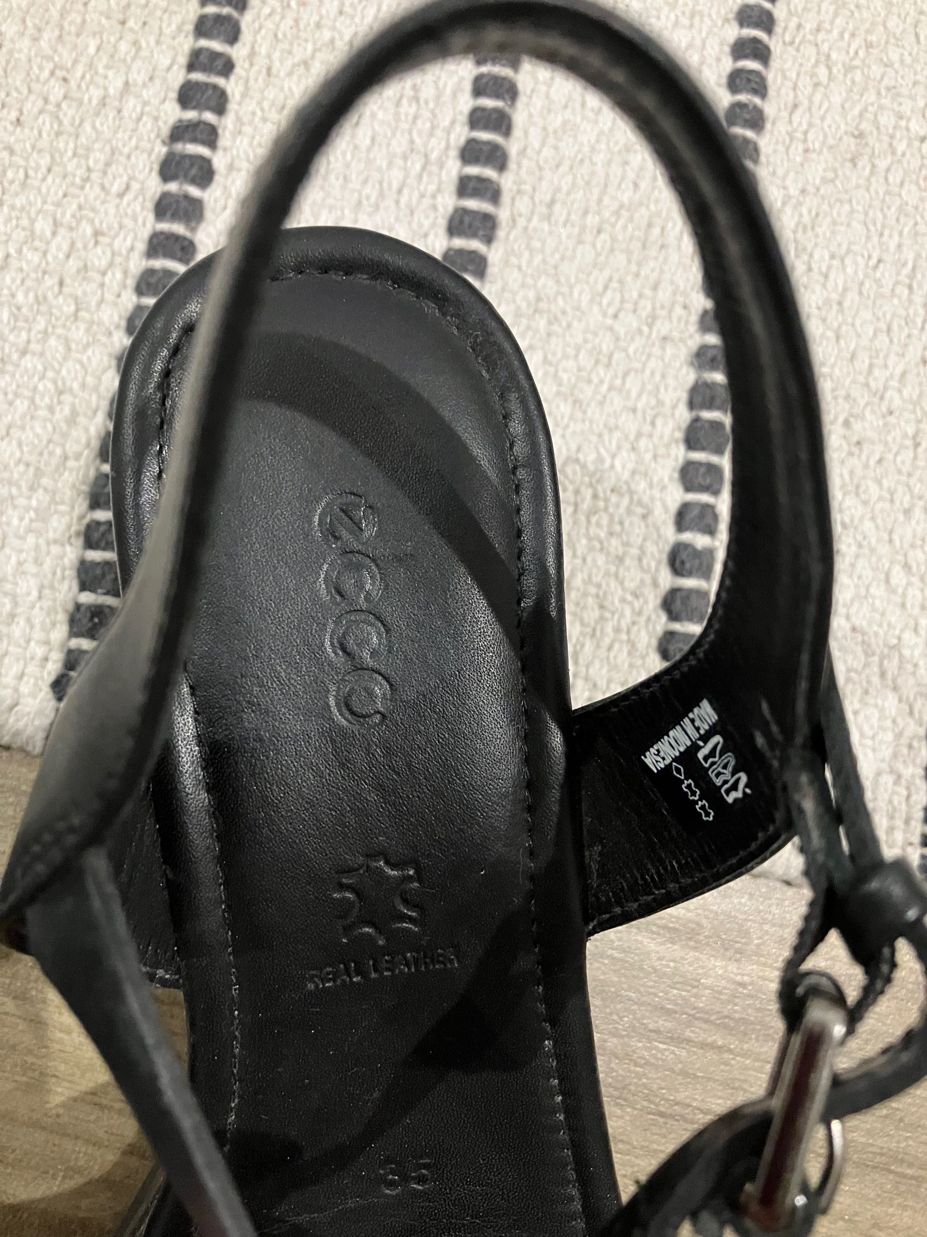 Sandale Ecco femei, piele naturala, marime 35, negru
