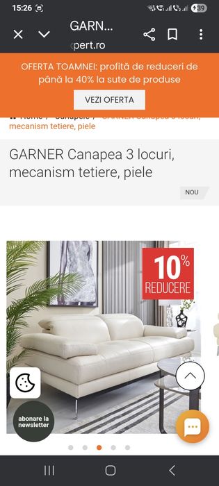 Vând canapea de piele,  3 locuri