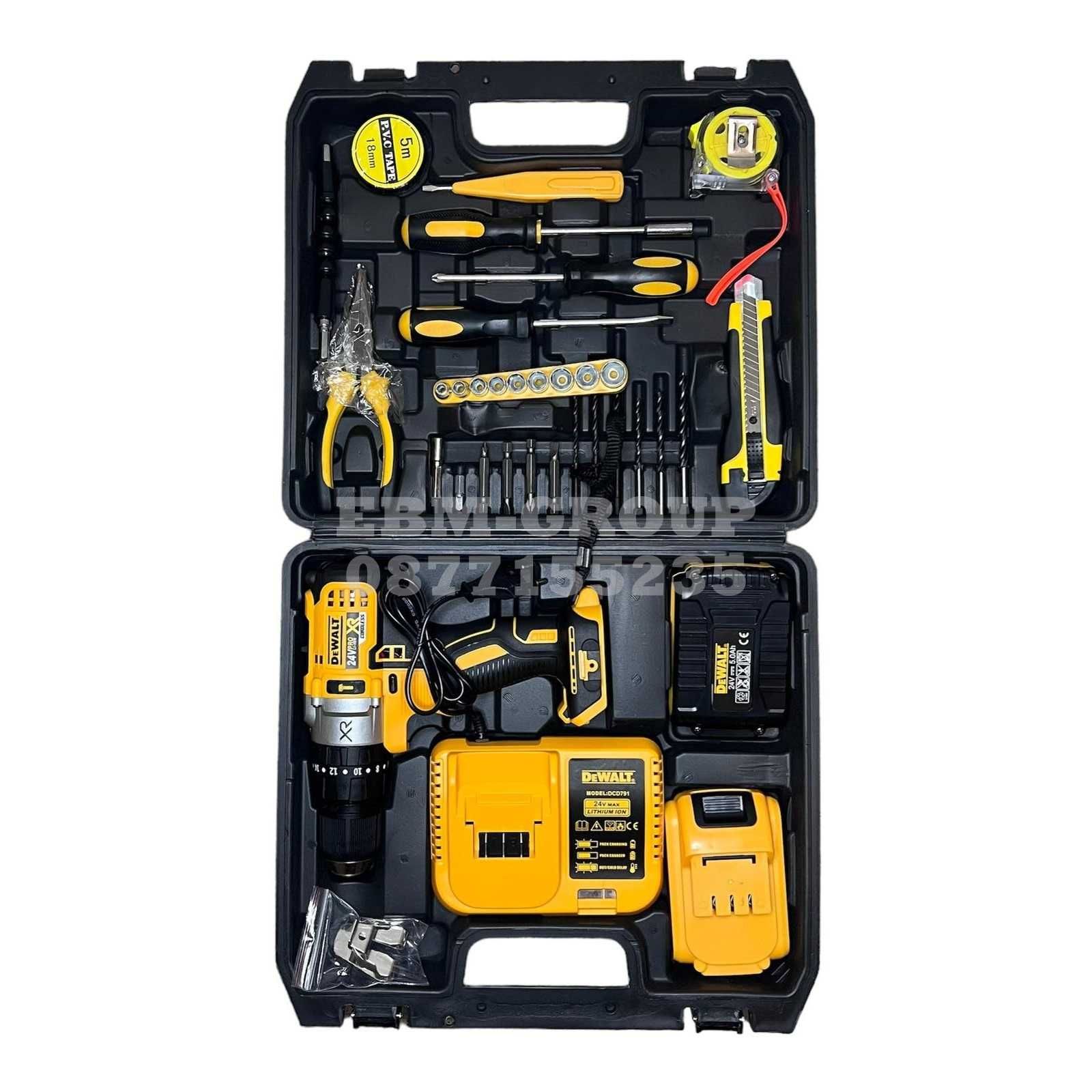 Акумулаторен ударен винтоверт DeWalt XR 24V 6Ah с 2 батерии Девалт ПРО