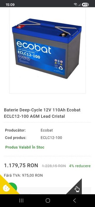 Batere Acumulator AGM  100 A