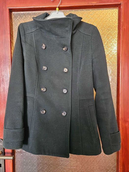 H&M Дамско палто с двуредно закопчаване тъмно зелено р-р 38 М