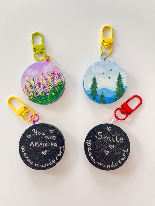 Brelocuri Handmade, lemn, pictate manual - 2 perechi ediție limitată