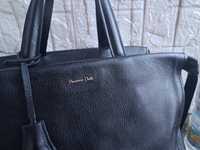 Massimo Dutti-черна чанта-естествена кожа