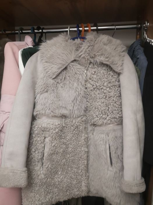 Дубленка новая размер 44-46 цвет серый