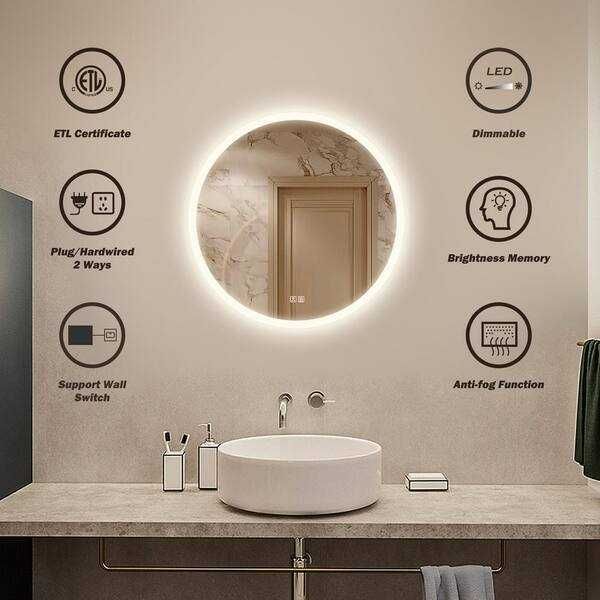 NOU! Oglindă Baie LED, dezaburire, Touch, 3 tipuri de lumină, 70 cm