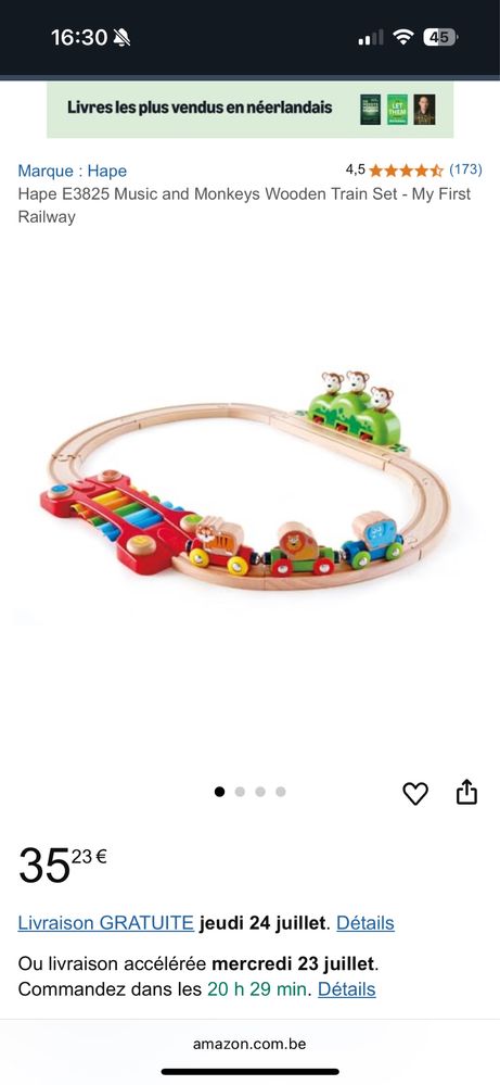 Hape дървен комплект с железопътни релси ,мост,локомотив,влакове