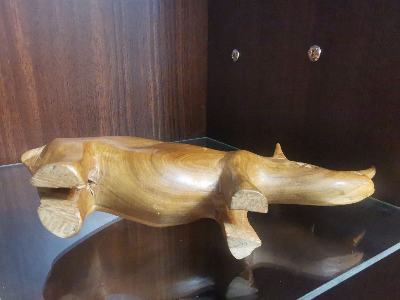Rinocer de lemn deosebit / Figurina lemn masiv  Rinocer