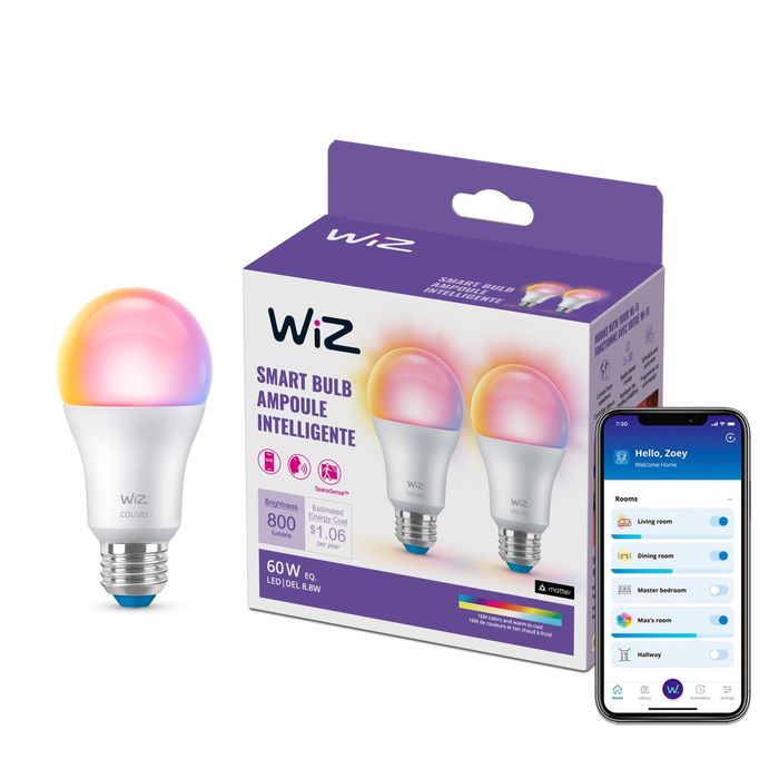 WiZ Connected 2 бр. Смарт LED крушки,60W/800LM/E26/APP/глас/движение