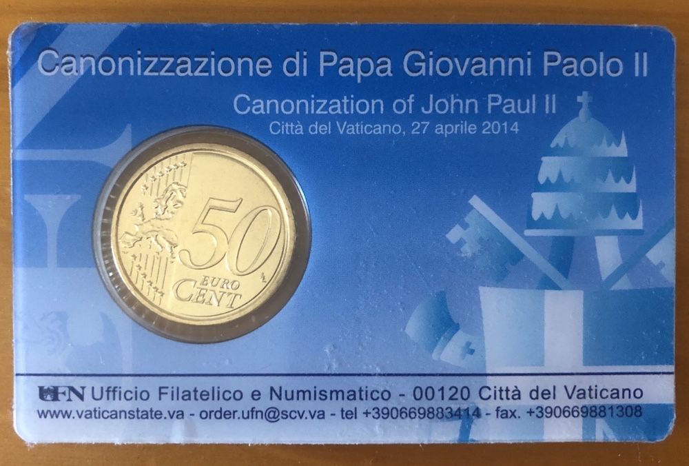 Moneda Vatican 50 eurocenti 2014 (Papa Giovanni Paolo II)