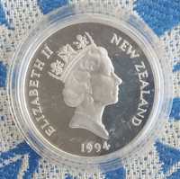 Серебряная монета 5 долларов Новой Зеландии 1994 года