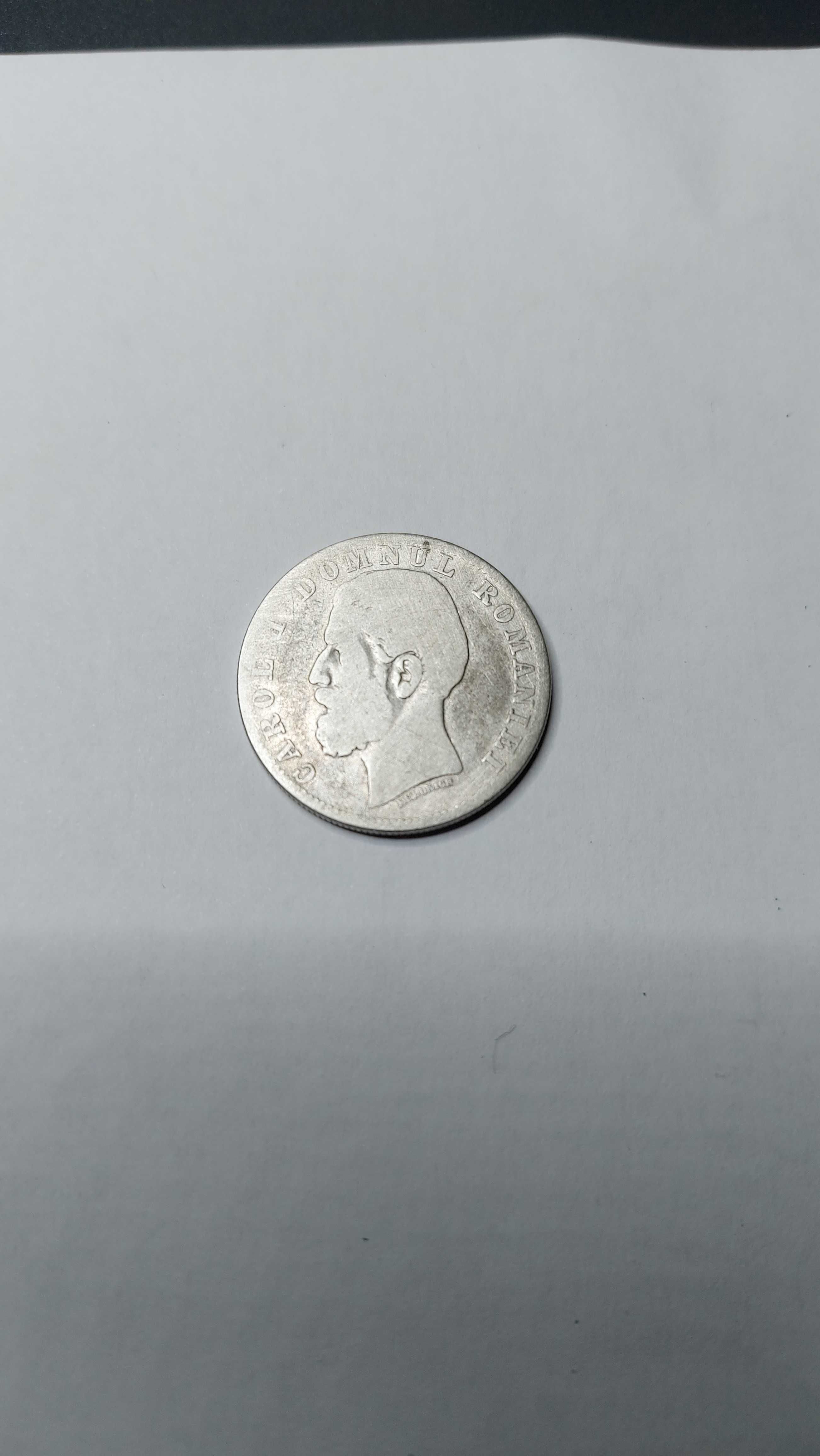 Moneda din argint, 2 lei,1881, Carol I